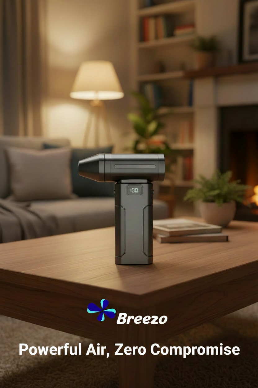 Breezo with white text